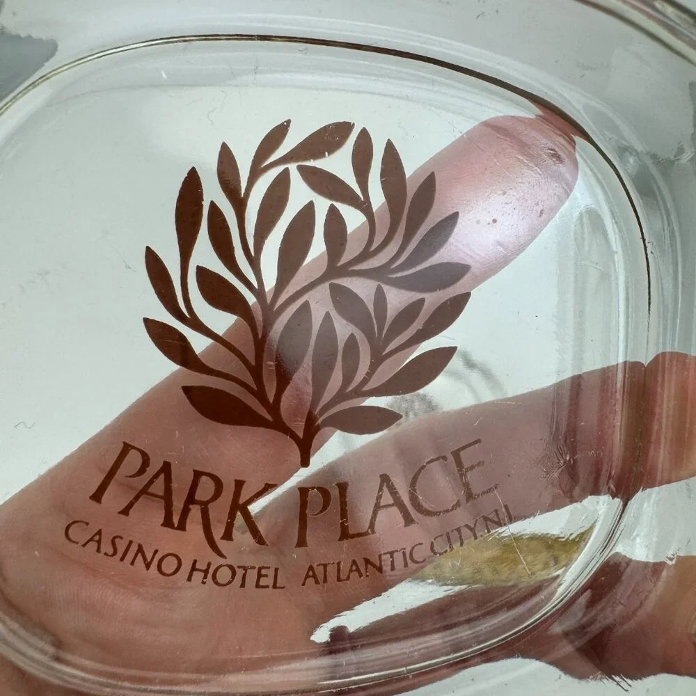 2 Vtg Park Place‎ Atlantic City NJ Casino Hotel Clear Glass Ashtray Souvenir